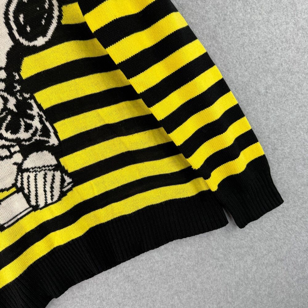'Peanuts' Snoopy Graphic Yellow/Black Knit Pull Over Sweater Retro Slouchy Sz M - Picture 4 of 9
